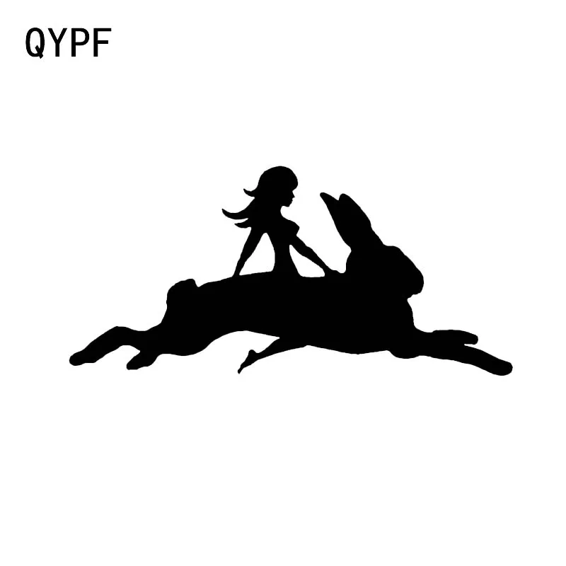 

QYPF 16*7.6CM Pretty Runner Anh Bunny Decor Car Styling Sticker Silhouette Vinyl Graphic Black/Silver Decal C16-0779