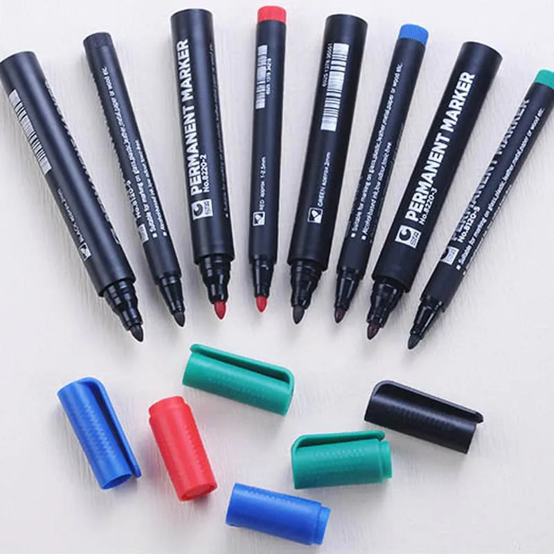 2 stks sta permanente markers op cd glas stof metalen waterdicht zwart