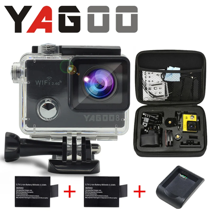 

Gopro hero 4 yagoo8 estilo camera acao wi-fi 4 k a camera  agua Mini camear mergulho sport Helmet  recorder Marinha camera