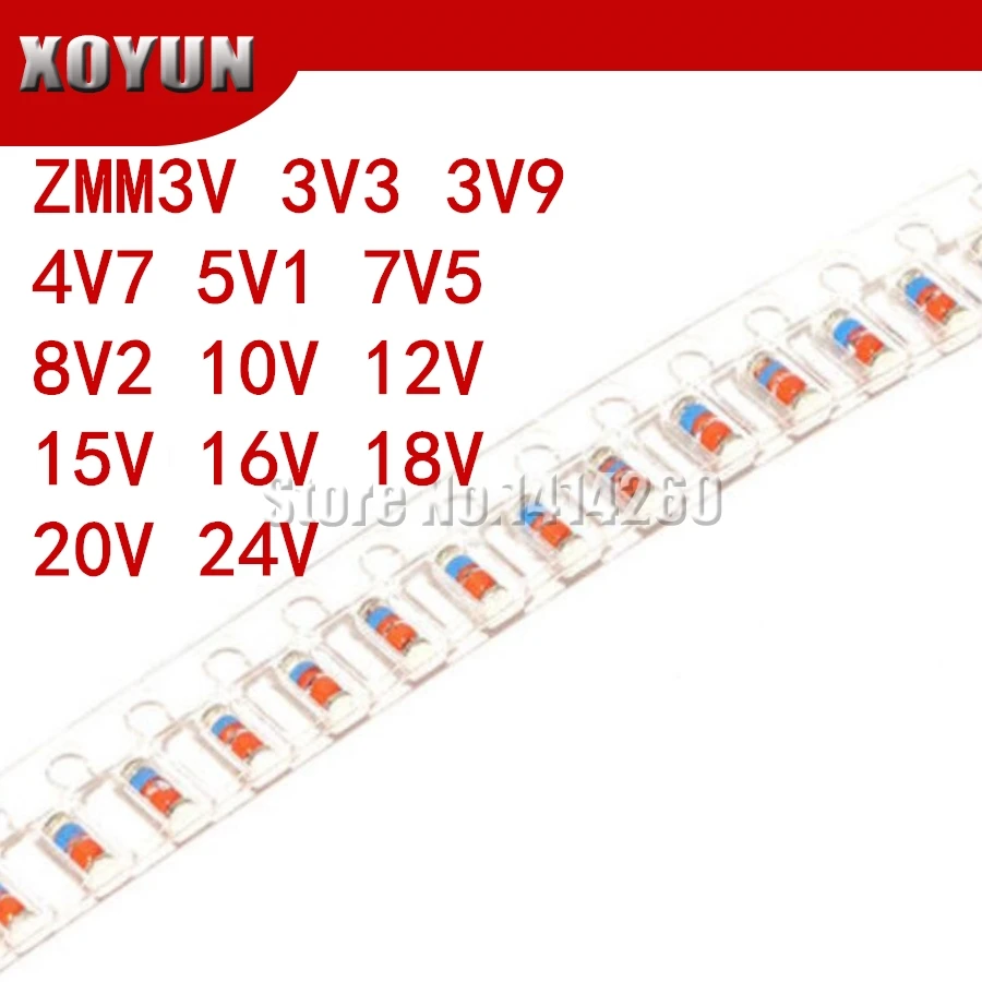 Диод Зенера ZMM 3V 3V3 3V9 4V7 5V1 7V5 8V2 10V 12V 15V 16V 18V 20V 24V LL34 SMD, упаковка 1/2W 0,5 w - изображение