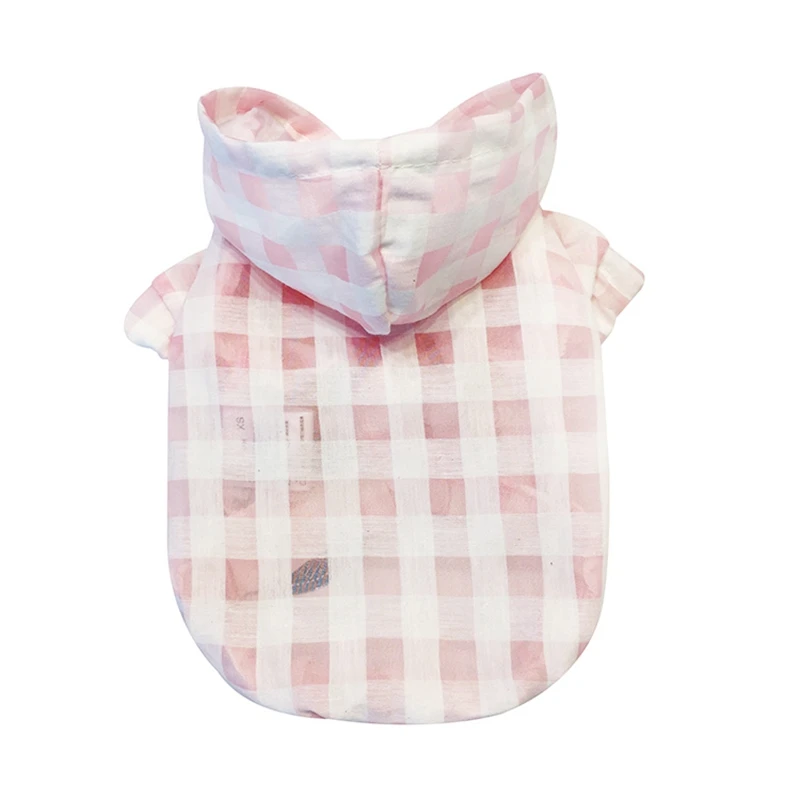 

Summer Plaid Cooling Pet Dog Hoodies Clothing XS XL Puppy Coat Clothes Jackets Cat Sunproof Sweatshirt Costume Wholesale Bulldog