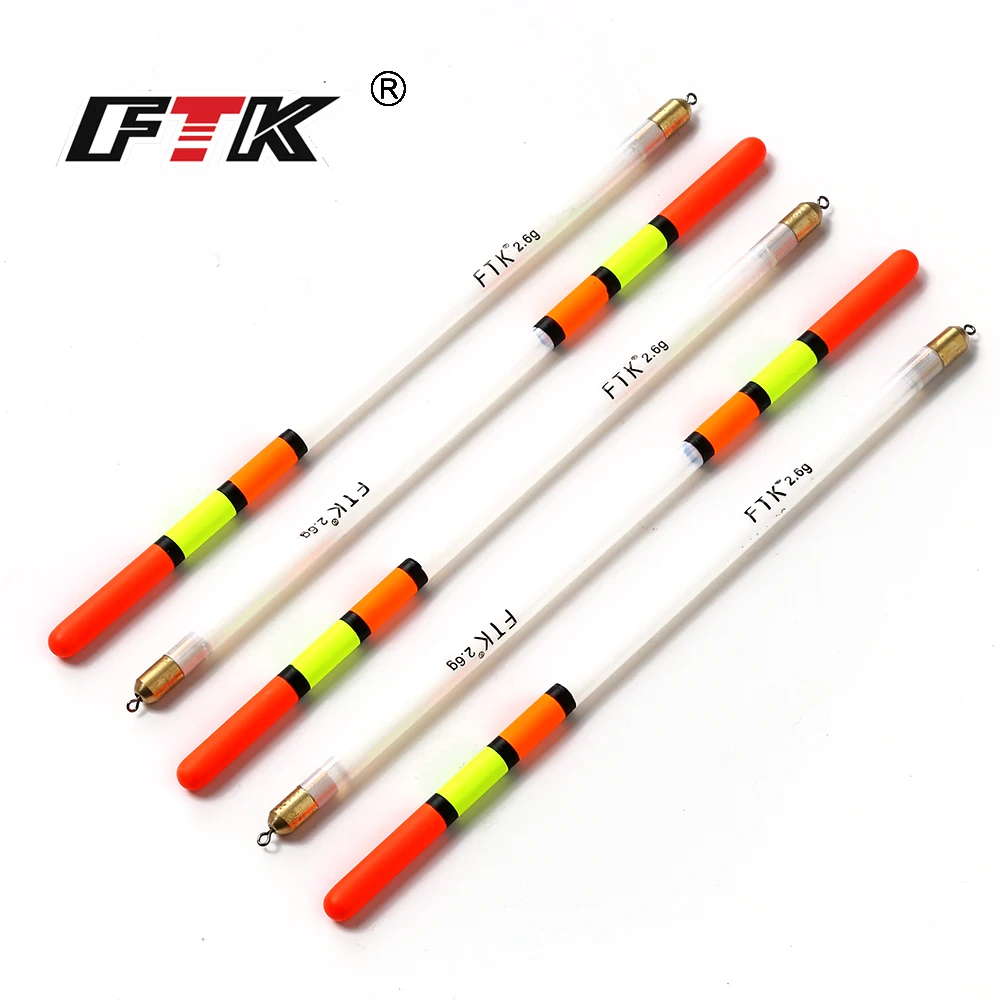 Flotteurs pêche carpe plastique transparent FTK 10 pièces lot mixte tailles 1.5g à 3.0g pour pêche au coup