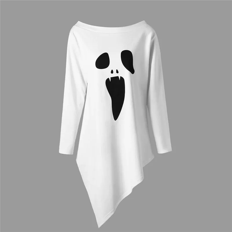Halloween Womens T-shirt Femme Manche Longue Ghost Print T-shirt Das Mulheres Pullover Tops Camiseta Feminin Dropshipping 40AT13 Halloween Womens T-shirt Femme Manche Longue Ghost Print T-shirt Das Mulheres Pullover Tops Camiseta Feminin Dropshipping 40AT13