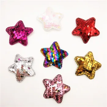 

Wholesale 120pcs/lot 4.8cm Sequin Star Padded Applique for DIY Children headwear Accessories & DIY Craft Decoration