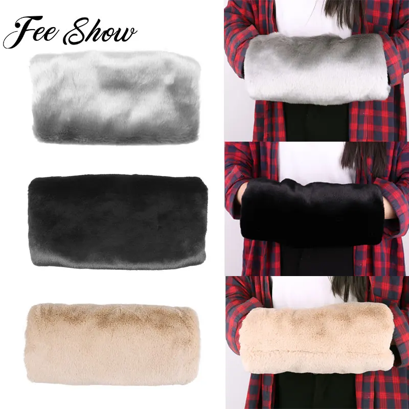 Women Handmade Winter Arm Warmers Soft Comfortable Warm Faux Fur Hand Muffs Warm Wedding Gloves