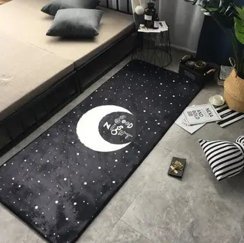

INS fashion Super Soft Flannel Moon and Star Rug bedside carpet soft living room Carpet play mat Non-slip rug blanket Tea mat