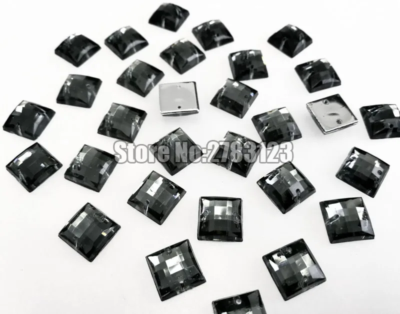 

Free shipping 50pcs Gray square Superior quality Acryl sew on rhinestones with two holes,diy/clothing accessories SWYS03