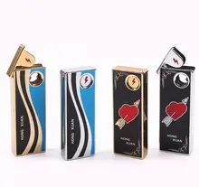 1pcs many style Electronic USB Cigarette Lighter Rechargeable Flameless Windproof Lighter as Smoking Gadgets isqueiro Gift