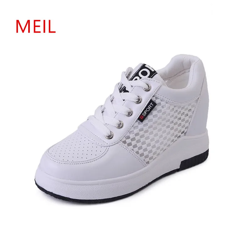 

Hidden Heels 6CM Platform Wedges Shoes for Women Black White Platform Sneakers Women 2018 Ladies Sneakers Casual Female Shoes