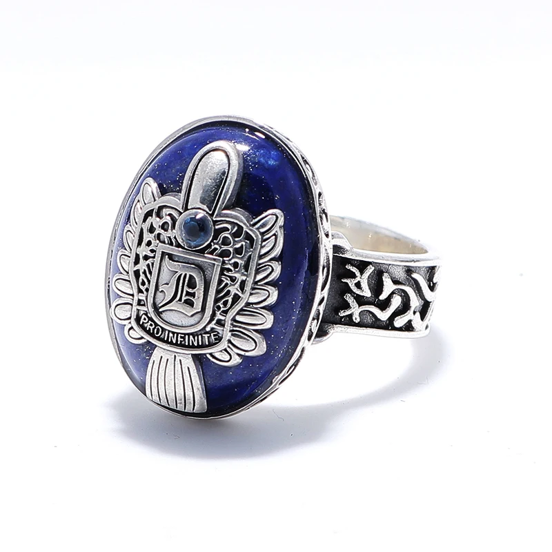 

100% Pure 925 Sterling Silver Jewelry The Vampire Rings Lapis lazuli Vintage Men Signet Ring For Women Fine Gift 0009