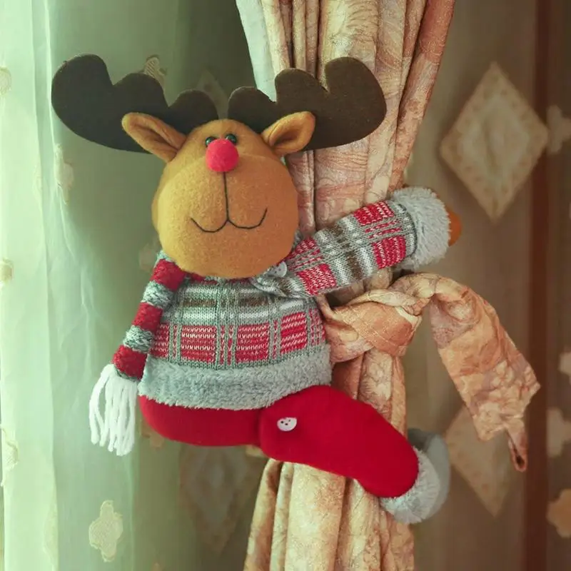Рождественская мультяшная Санта-Клаус Снеговик занавеска С лосями Tieback занавеска с пряжкой держатель для спальни крючок зажим Декор для дома