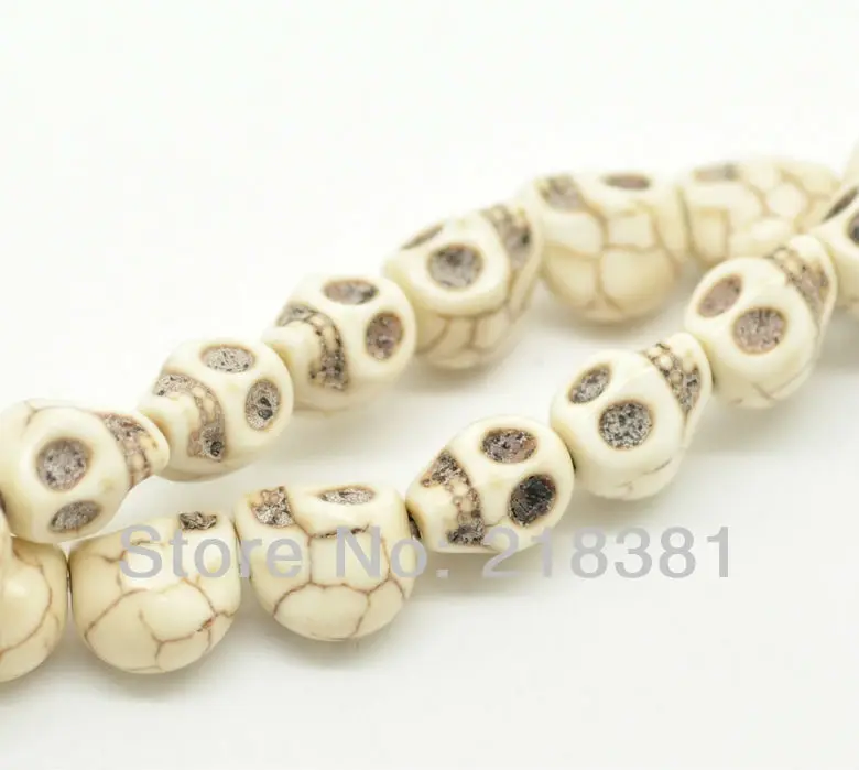

80pcs(2 strands) White Skull Howlite Turquoise Loose Beads 10x10mm Findings Wholesale
