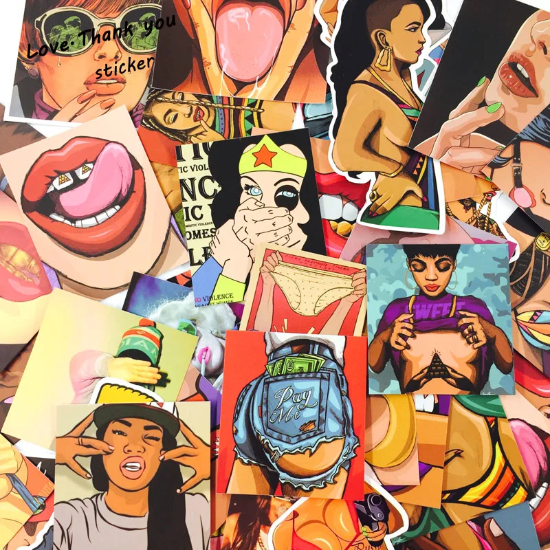 Mixed 25 PCS Sexy  Mouth And Beautiful Girls Stickers For Laptop Skateboard Toys Car Styling Motorcycle Cool Doodle JDM Sticker
