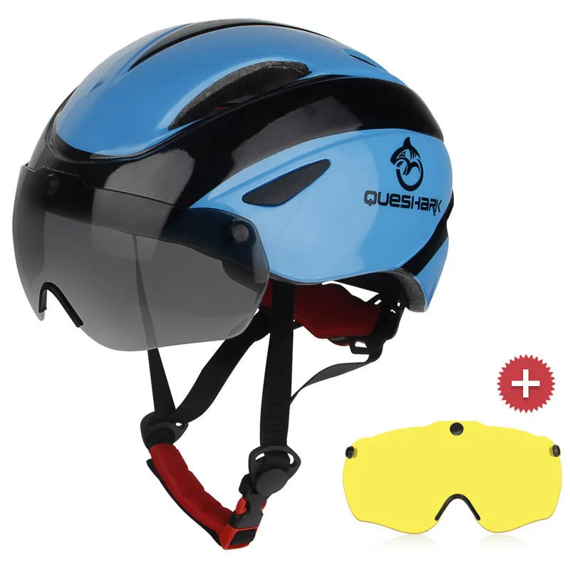 QUESHARK велосипедный шлем с Aero Goggles EPS велосипедные шлемы горная дорога велосипедные шлемы с ветрозащитными большими солнцезащитными очками - Цвет: LL