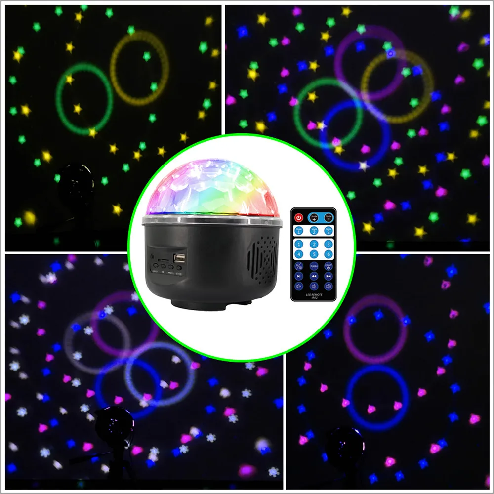 

ISHOWTIENDA Remote Control Crystal Magic Ball 10W 6 LED Stage Light Party Disco DJ Club KTV bright and lasting art deco