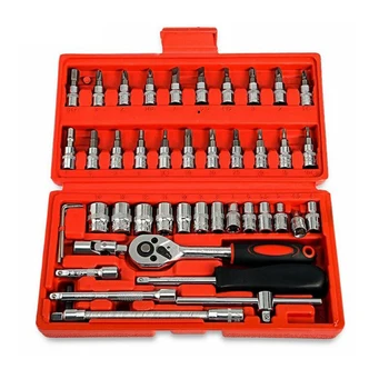 

46pcs 1/4-Inch Socket Set Car Repair Tool Ratchet Set Torque Wrench Combination Bit a set of keys Chrome Vanadium