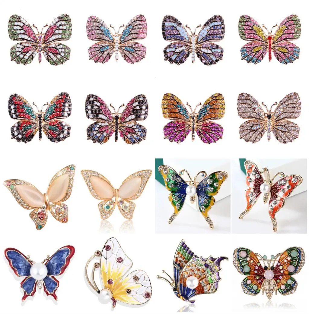

Fashion Enamel Animal Butterfly Brooches Crystal Insect Brooch Pins For Women Jewelry Wedding Party Bijoux Gift