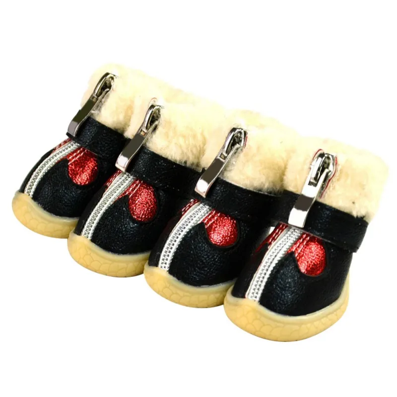 

Warm PU Reflective WaterProof Dog Leather Shoes for Small Medium Dogs Puppy Autumn Winter Anti-slid Shoes For Puppy