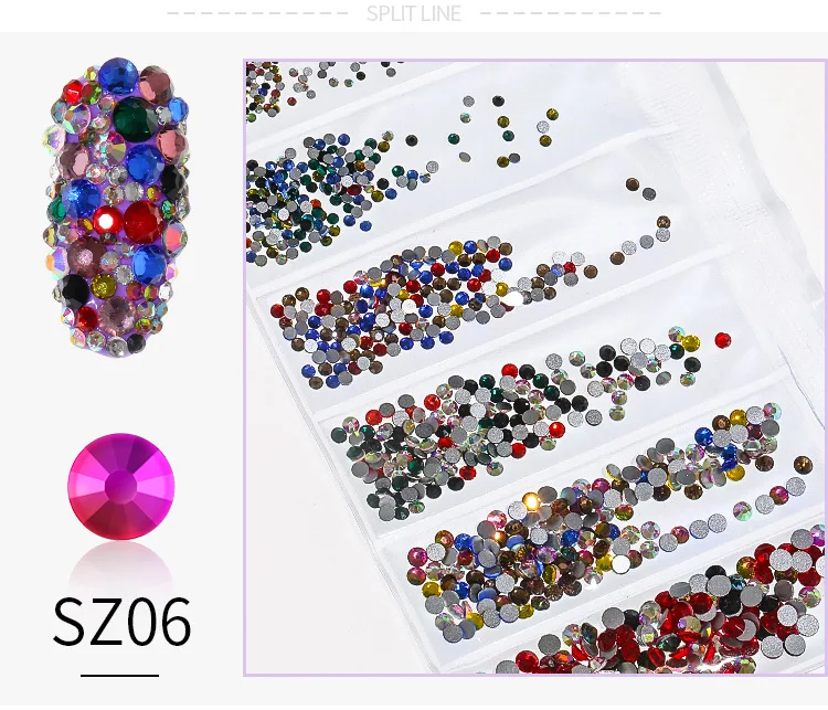 HNM 1 сумка, разноцветные акриловые стразы, украшения, Кристальные блестки, блестящие стразы для одежды, для дизайна ногтей, сделай сам, камень, гель для ногтей, инструменты - Цвет: SZ06