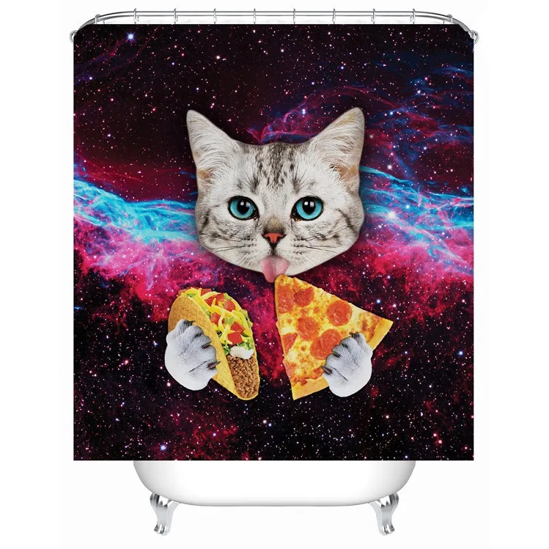 Funny Cat Shower Curtain Printed Waterproof Polyester Bath Curtain Bathroom Accessories 180x180cm Curtains Home Decoration