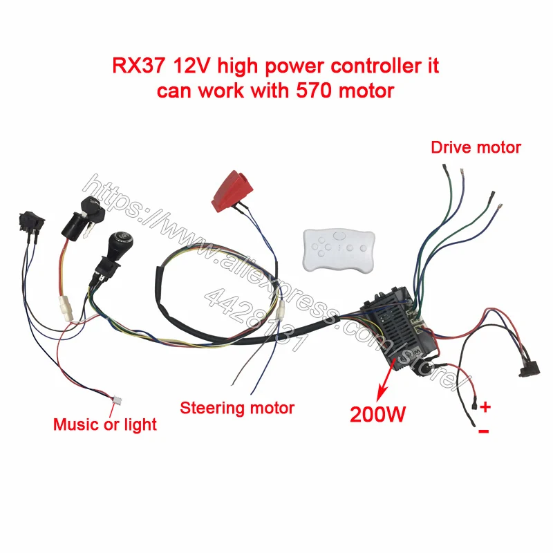 

Children electric car DIY modified,Wires and switch kit with 2.4G Bluetooth rc and controller for baby electric car self-made