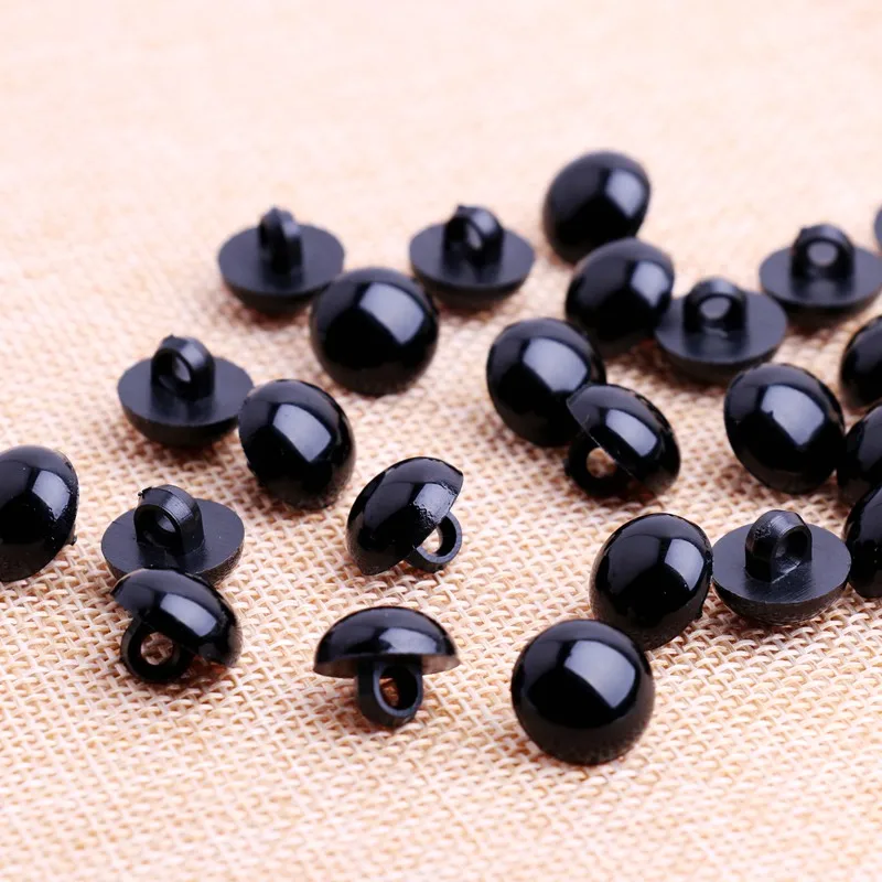 

100/50pcs Black Fabric Shank Buttons Plastic Scrapbooking Accessories Needlework Cloth Lenses For Eye Color 9/10/11/ 13/15/18mm