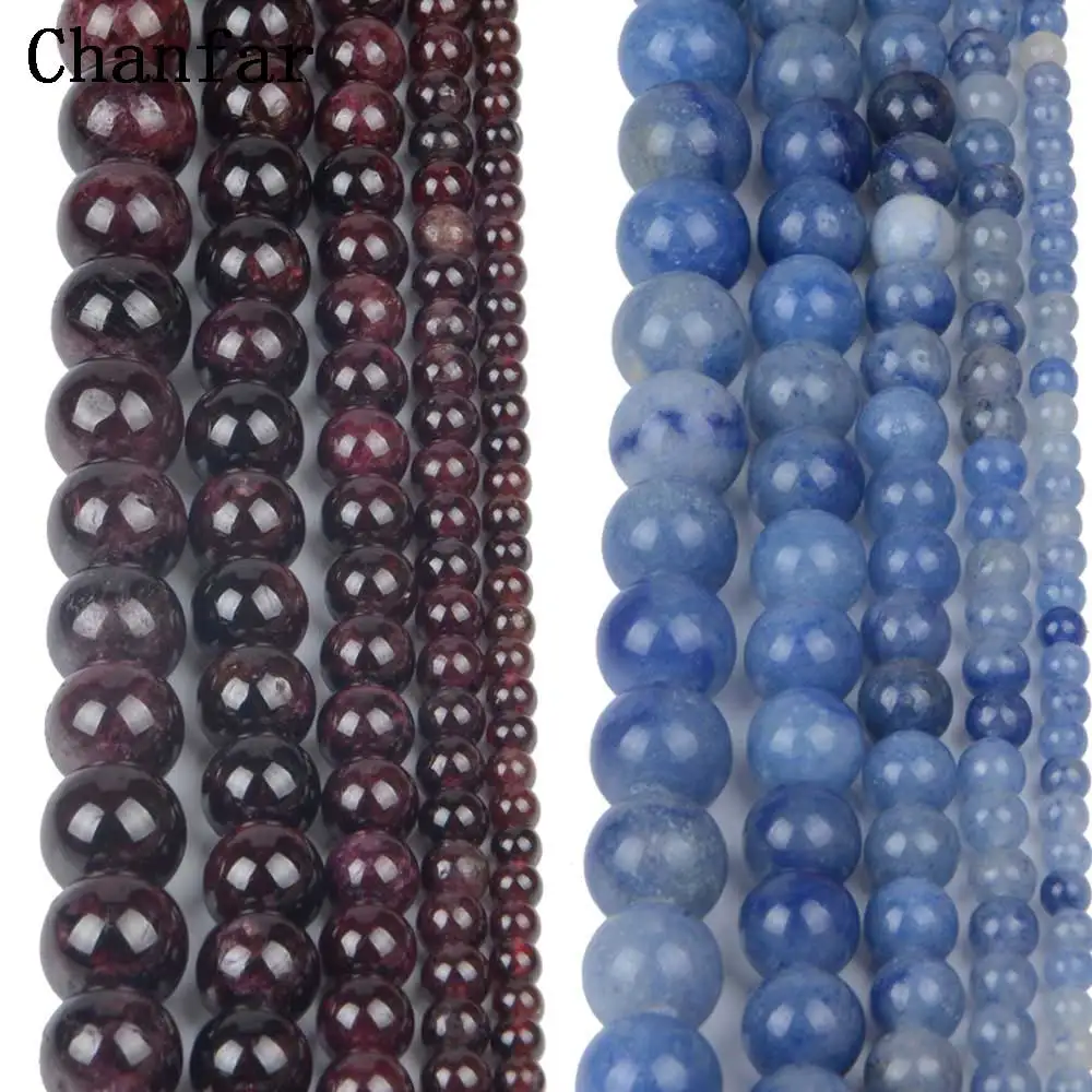 

Red Garnet Stone Blue Aventurine Women Jewelry Fashion Making Loose Beads 4 6 8 10 12mm