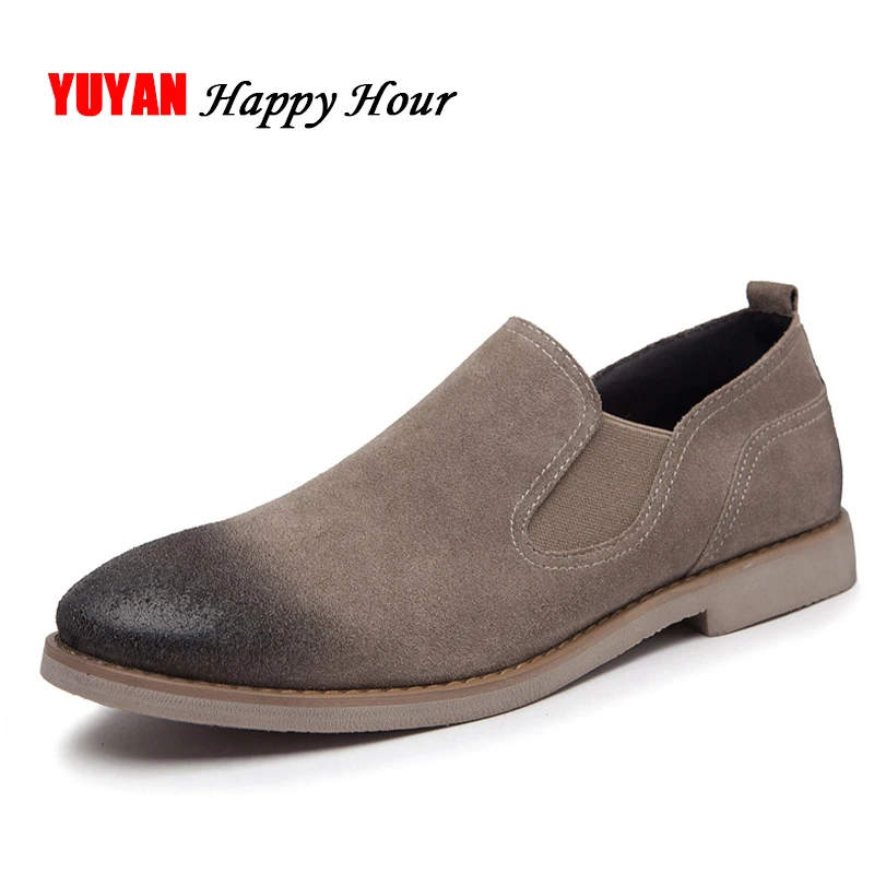 

New 2018 Genuine Leather Shoes Men Suede Chelsea Shoes Fashion Brand Footwear Mens Casual Shoes High Quality K120