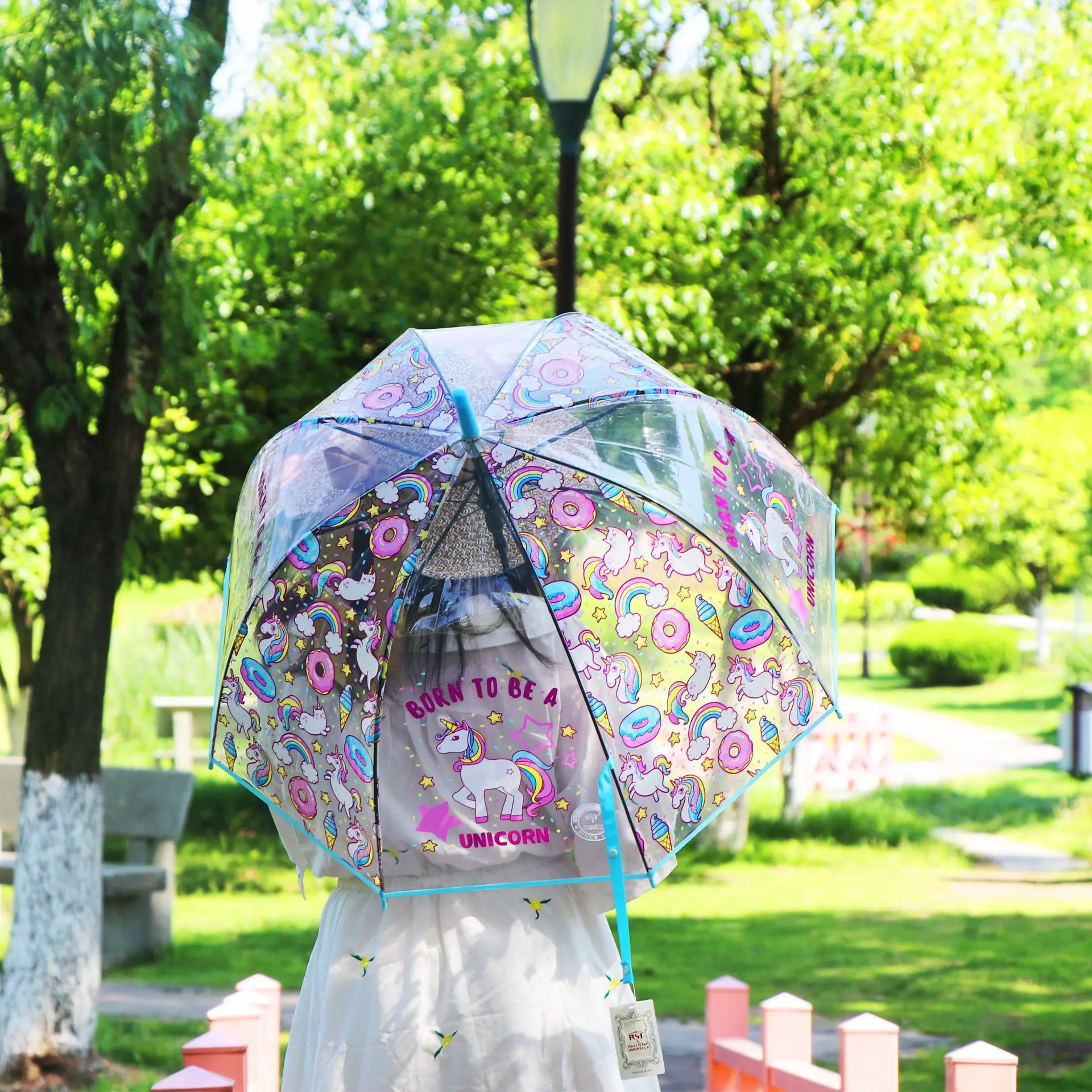Европейская мода Единорог прозрачный зонтик окружающей среды Утолщение Poe птица каркасный Зонт Леди длинная ручка с зонтиком зонтик