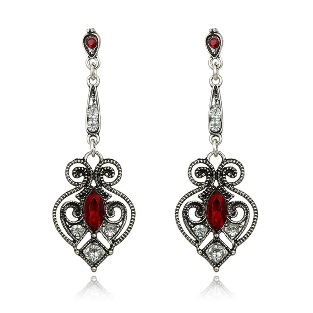 

Vintage Ethnic Gold/Silver Crystal Rhinestone Women Drop Earrings Hollow Exquisite Dangle Earrings Boho Shellhard Jewelry Gifts