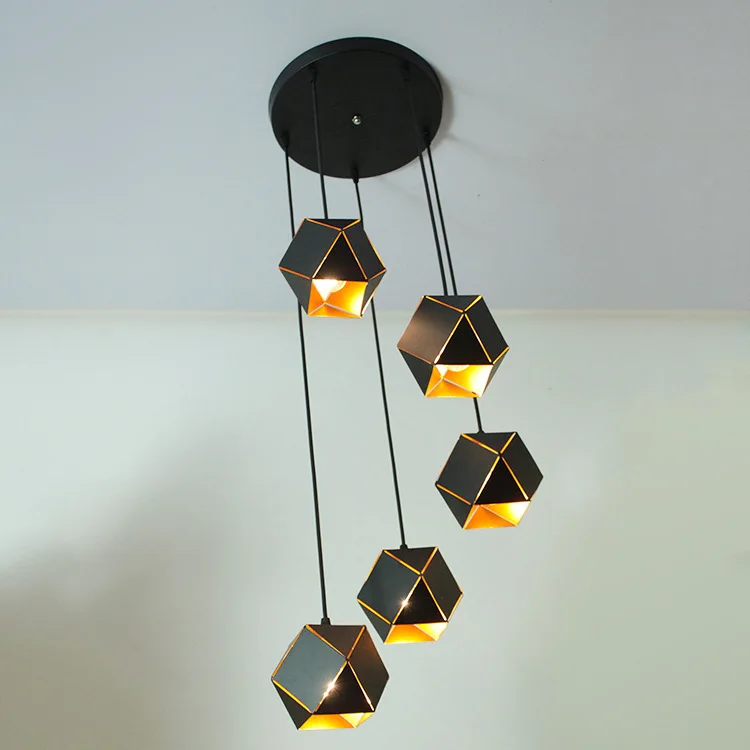 

Postmodern Iron Art Creative Villa Loft Restaurant Bar Lamp Black Diamond Chandelier Droplight 220v Modern Living Room Lighting