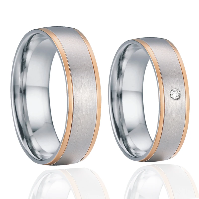 Alliance Marriage His And Hers Wedding Ring Set Rose Gold Color Matte