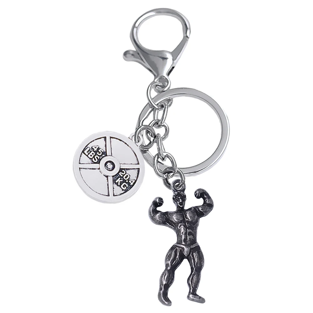 45lbs Weight Lifting Barbell Pendant Fitness Sports Key Ring Gun Black