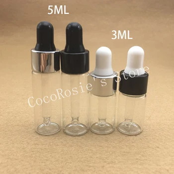 

100pcs/lot 3ml 5ml clear dropper bottle 5cc pipette glass bottle