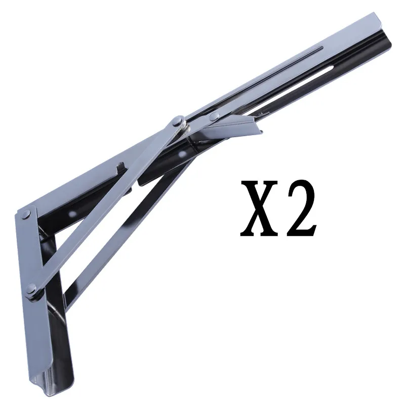 2X Heavy Duty Polished Stainless Folding Shelf Bench Table Shelf Or Bracket 11