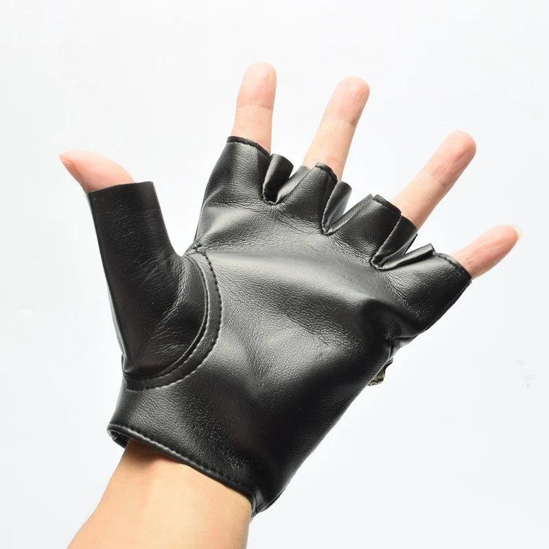 Черный искусственная кожа Панк Перчатки с половиной пальца|punk gloves|gloves vintagecosplay