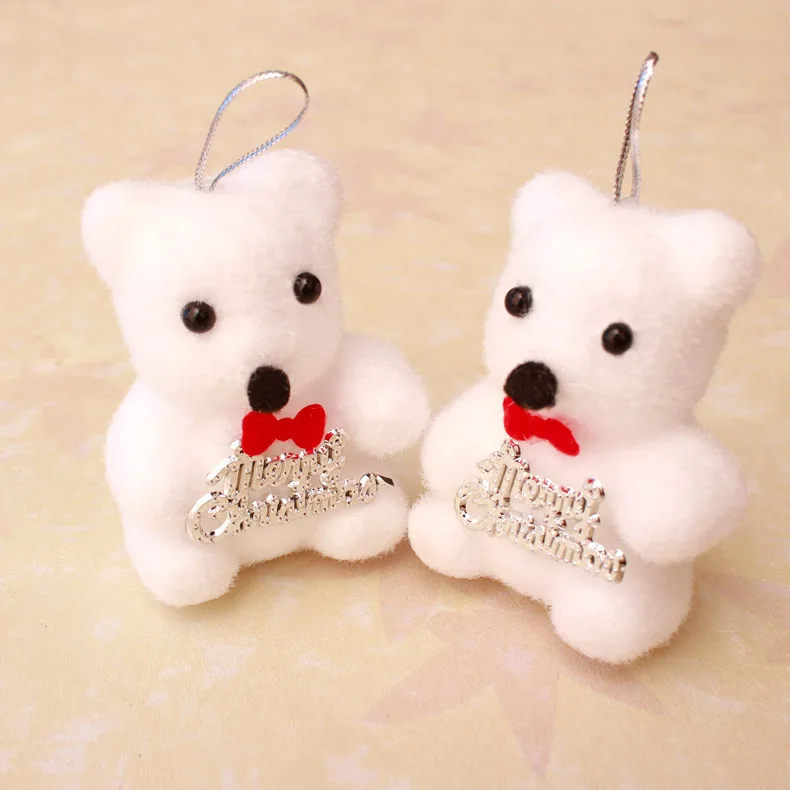

Christmas decorations in the New Year 400 sets of 800 PCS/lot of white bear Christmas ornaments accessories gift free shipping