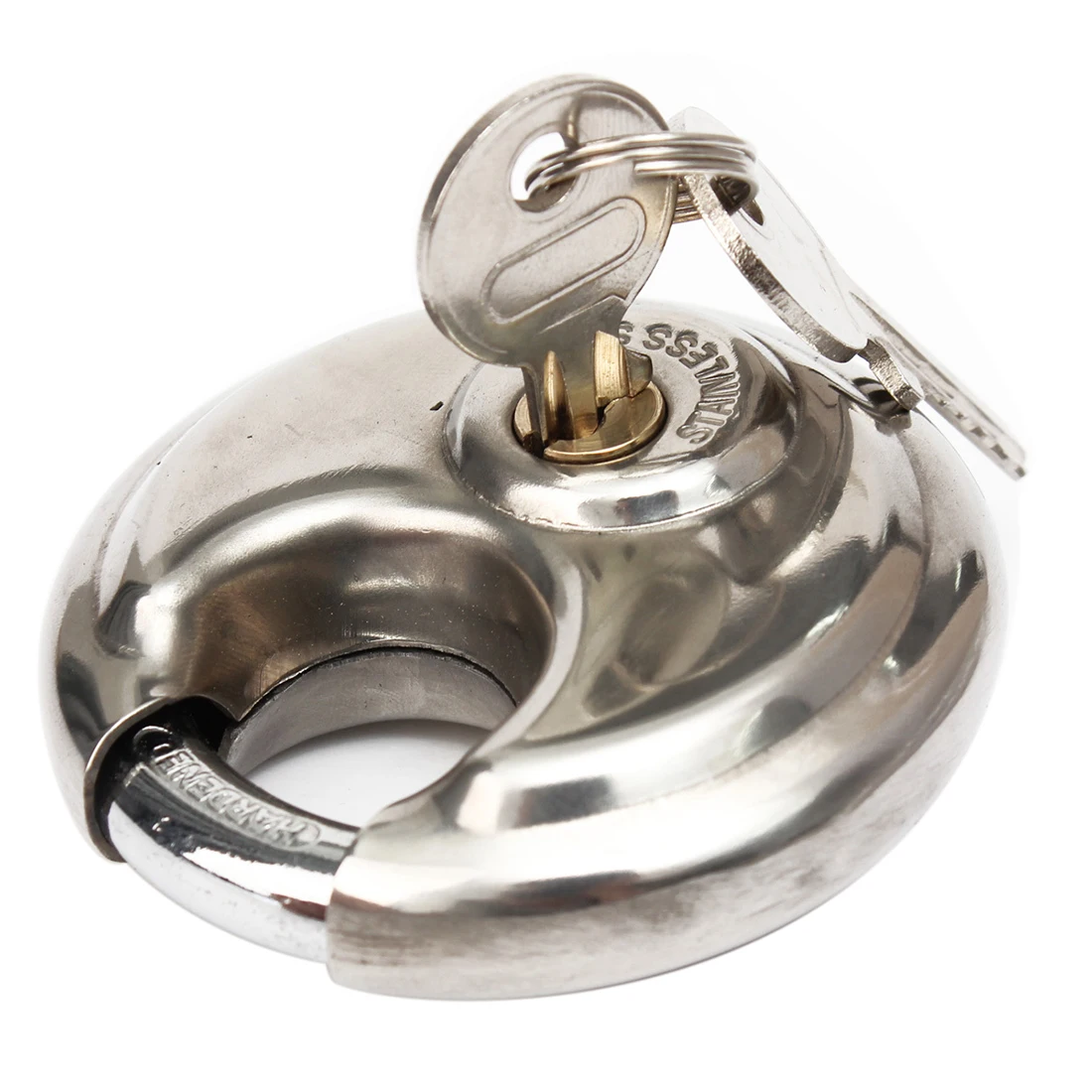 

PADLOCKS HEAVY DUTY 70MM ROUND CIRCULAR DISC PADLOCK with 2 KEY
