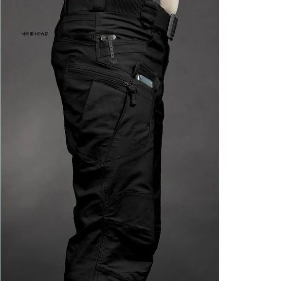 IX7 военные городские тактические брюки мужские весенние хлопковые спецназ армейские брюки-Карго повседневные EDC карманы солдатские армейские брюки - Цвет: Черный