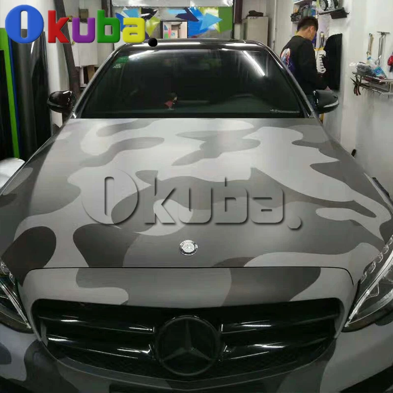

Jumbo Black Grey Camouflage Car Wrapping Vinyl With Air Bubble Free Camo Wrap Sticker Film Trucks Styling Color Change