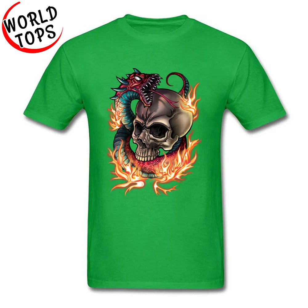 Skull And Snake Pure Cotton T-shirts for Men Short Sleeve Family Tops T Shirt Funky Labor Day O Neck Tee Shirts Normal Skull And Snake green