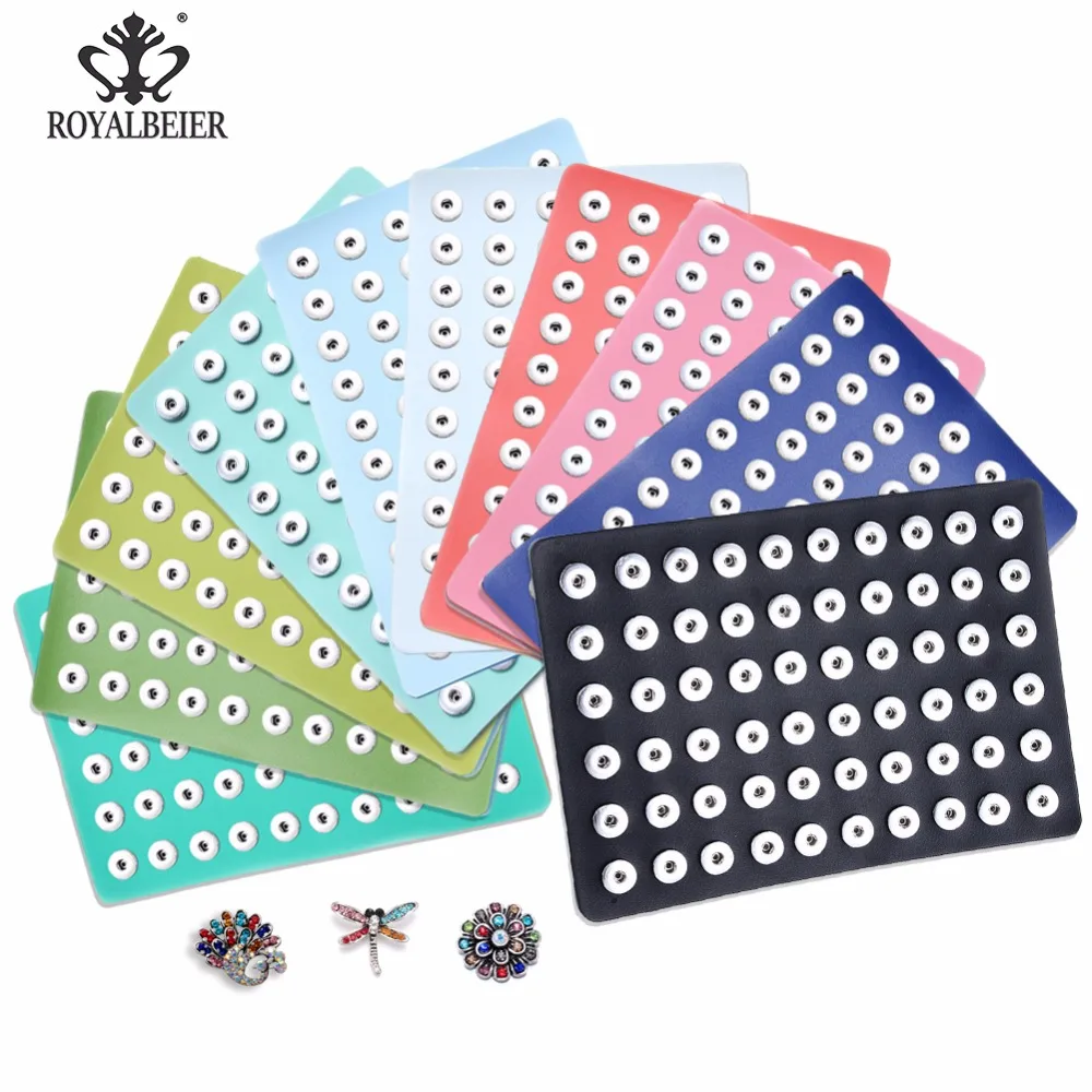 

Multi Color PU Leather Snap Display Stand Set High Quality 6x10 60 Snaps Fit 18-20mm Snap Buttons Snap Jewelry Stand ZJ0007