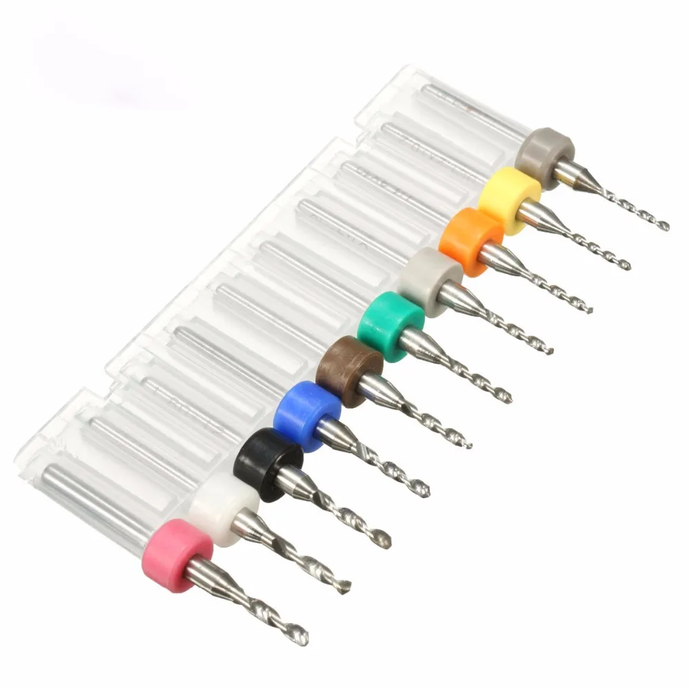 

High Quality 10PCs 1.1-2.0mm Tungsten Steel Hard Alloy PCB CNC Drill Bits for Circuit Boards