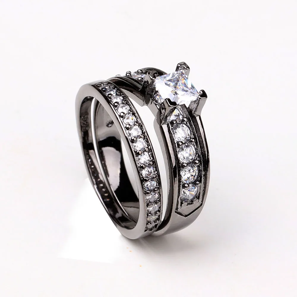 2016 black gun women wedding ring wholesale CZ zircon jewelry for