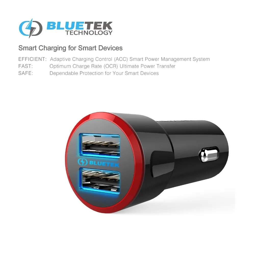 Tecknet PowerDrive2 usb شاحن سيارة 5 فولت/4.8A سيارة شاحن usb شاحن 5 فولت 2a سريع الهاتف الذكي شاحن poweriq آيفون 7 سامسونج
