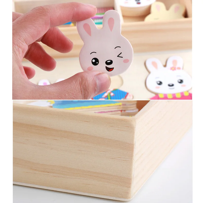 Montessori Toys for Children Wooden Early Educational Puzzle Toys Kids Wood Materials Sensorial Cognition Matching Game