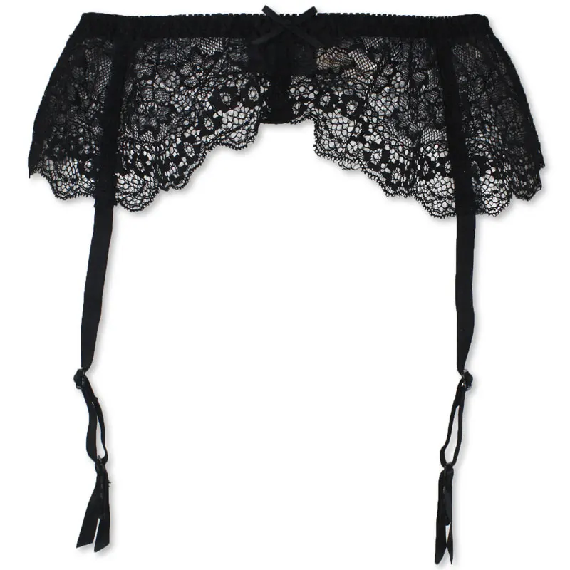 Lace Garter Belt For Women Solid Black White Bridal Embroidery Stocking