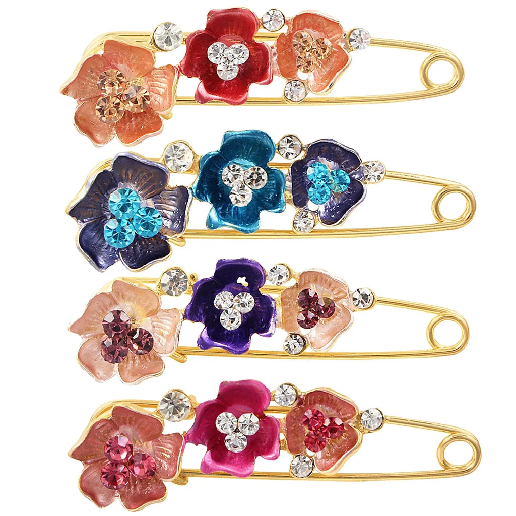 

Women Fashion Rhinestone Crystal Gold Tone Safety Pin Jewelry Brooch Breastpin - Catch Scarf, Lapel or Collar