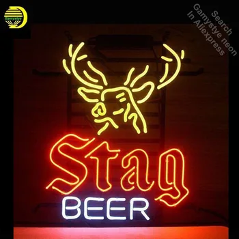 Neon Sign for STAG BEER Neon Bulbs sign Deer handcraft Glass tubes Decorate Beer Wall Room signs made to order