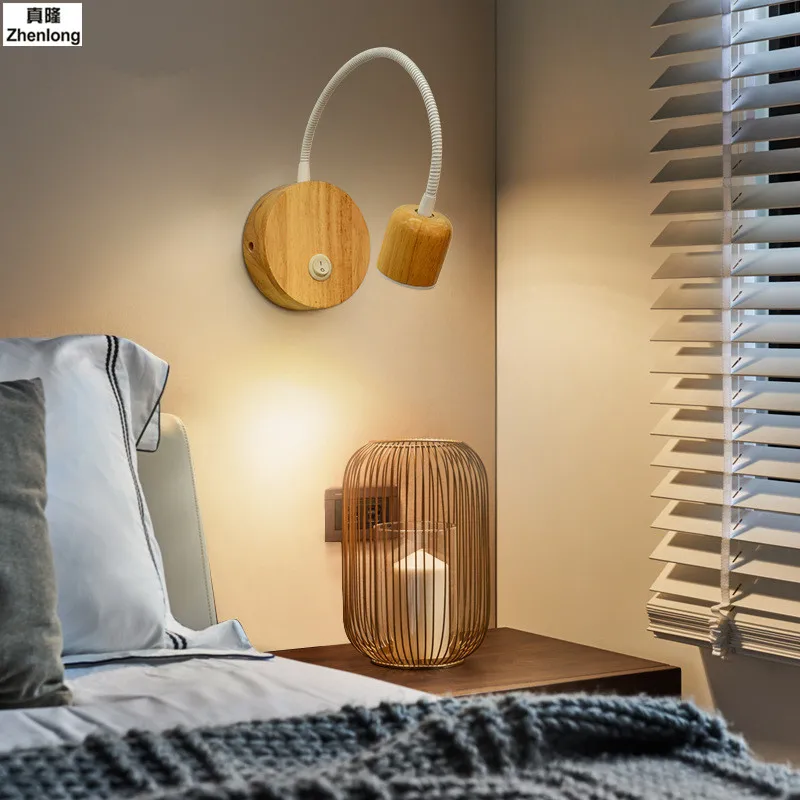  3W Solid Wood Wall Light Bedroom Headboard Lamp Living Room Hall Wall Luminaires Rotatable Wall Lam - 32873726201